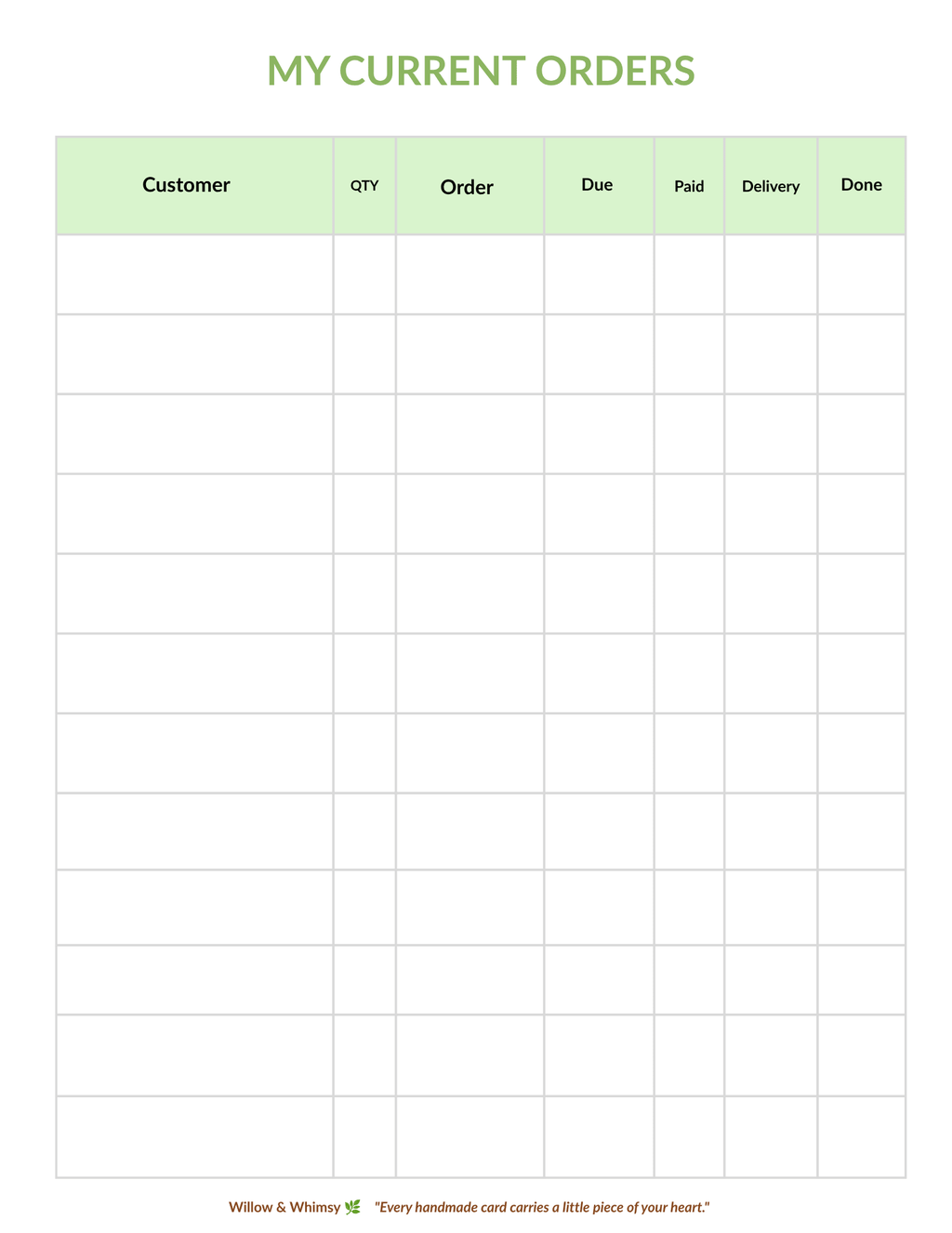 Craft Table Essentials – Printable Organization Bundle for Creative Small Businesses