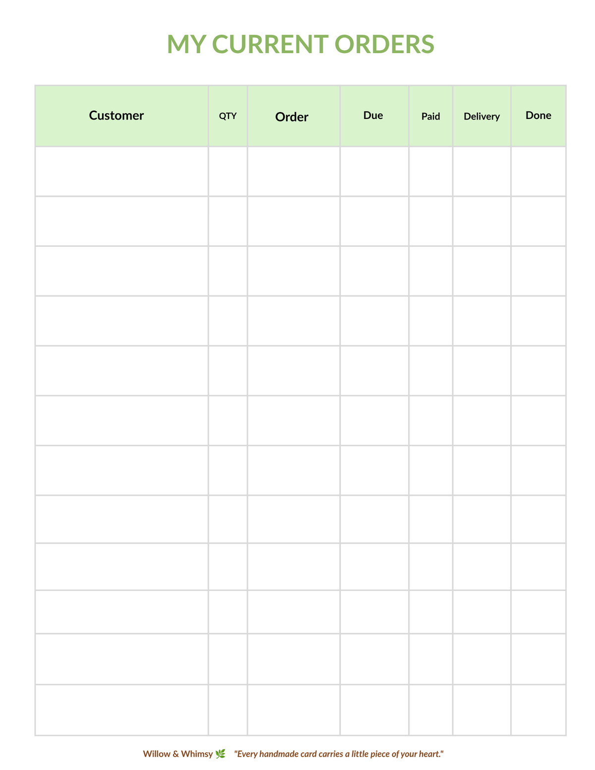 Craft Table Essentials – Printable Organization Bundle for Creative Small Businesses