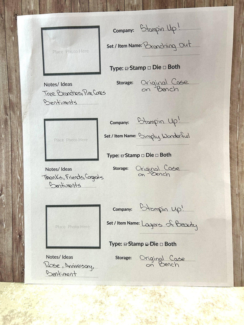 Stamp & Die Inventory Log for Cardmakers | Printable & Digital