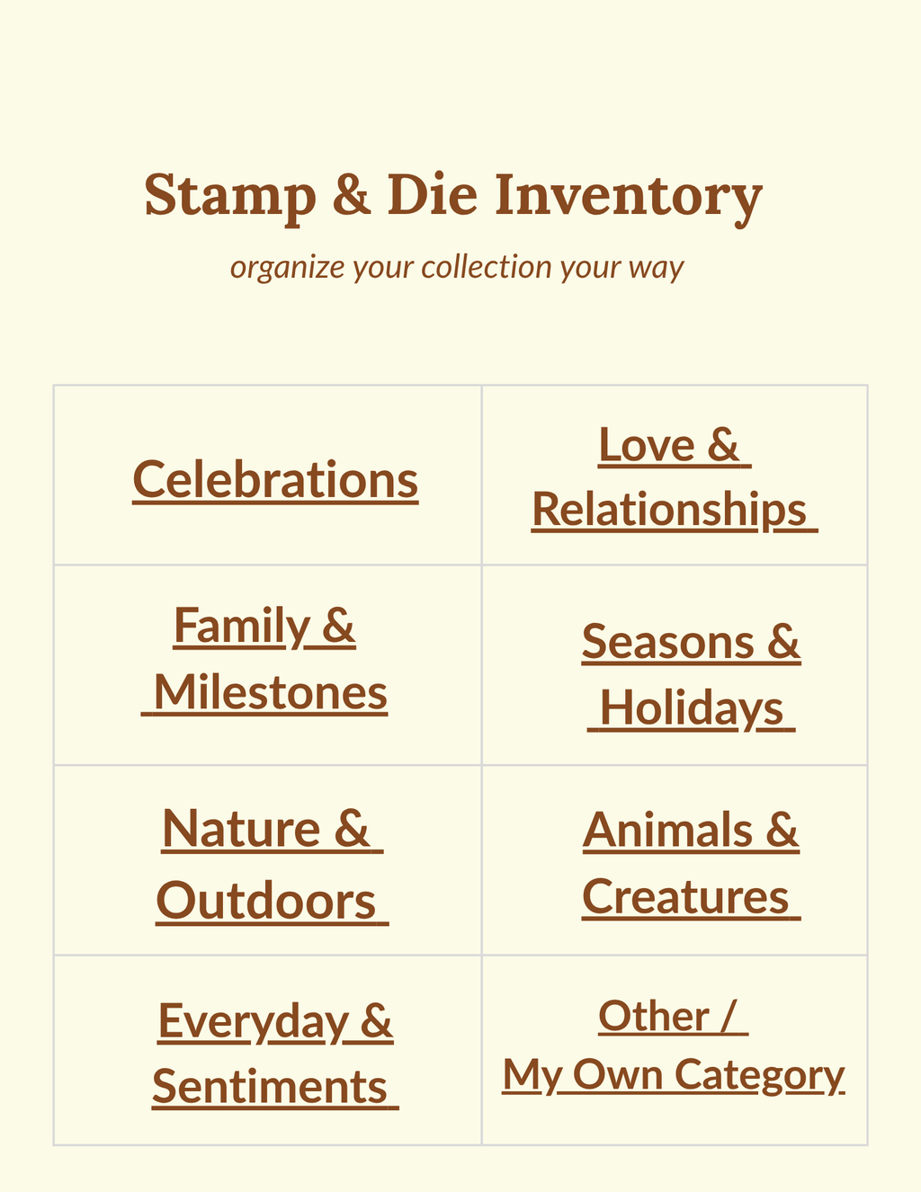 Stamp & Die Inventory Log for Cardmakers | Printable & Digital