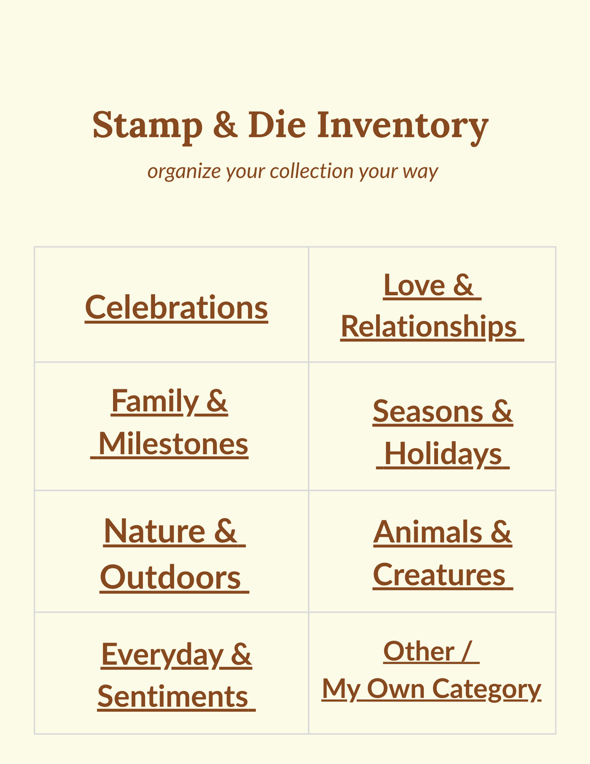 Stamp & Die Inventory Log for Cardmakers | Printable & Digital